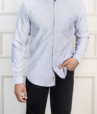 CASUAL SHIRT BUTTON DOWN COLLAR GREEN STRIPED