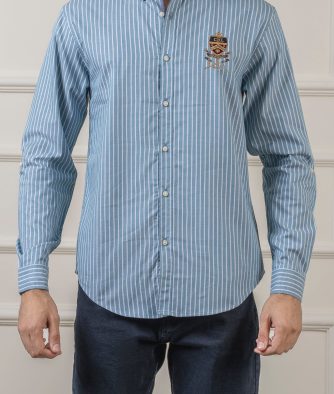 CASUAL SHIRT BUTTON DOWN COLLAR SHIRT BLUE WHITE