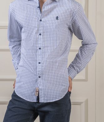 CASUAL SHIRT WHITE NAVY CHECK