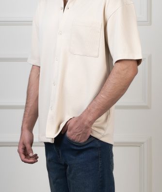OVERSIZED KNITTED SHIRT LIGHT KHAKI